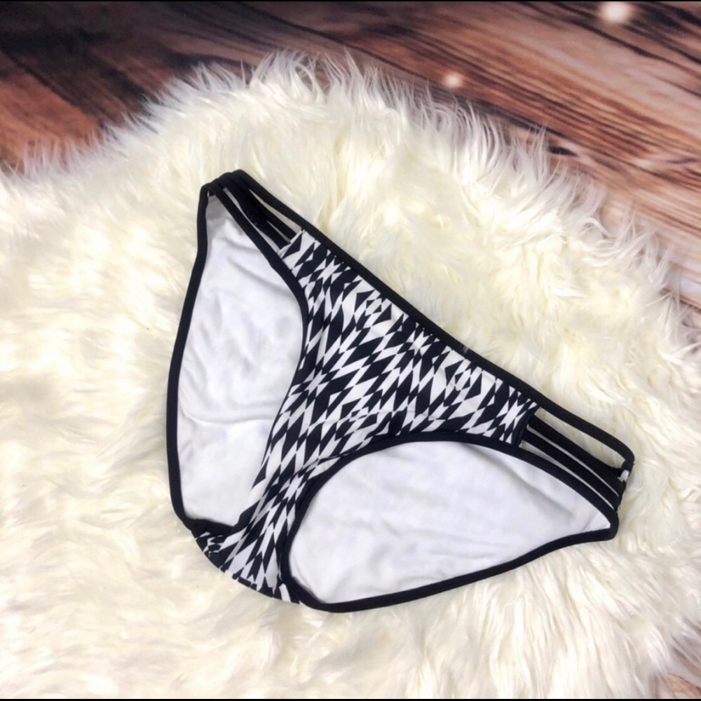 Black & White Geometric Hipster Bikini Bottoms